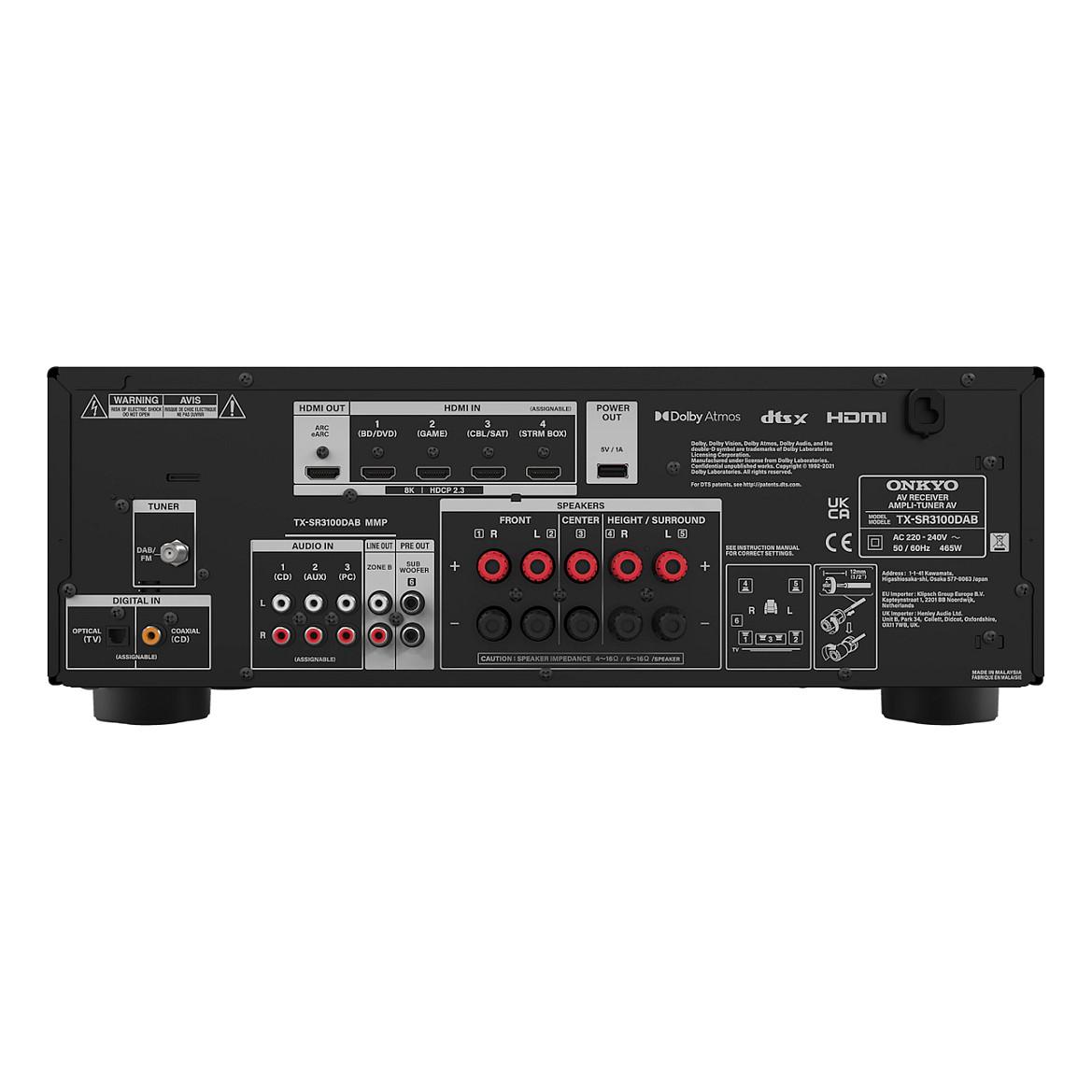 Onkyo TX-SR3100 5.2 AV Receiver 4K/8K HDR10+ Dolby Atmos Bluetooth schwarz - 3