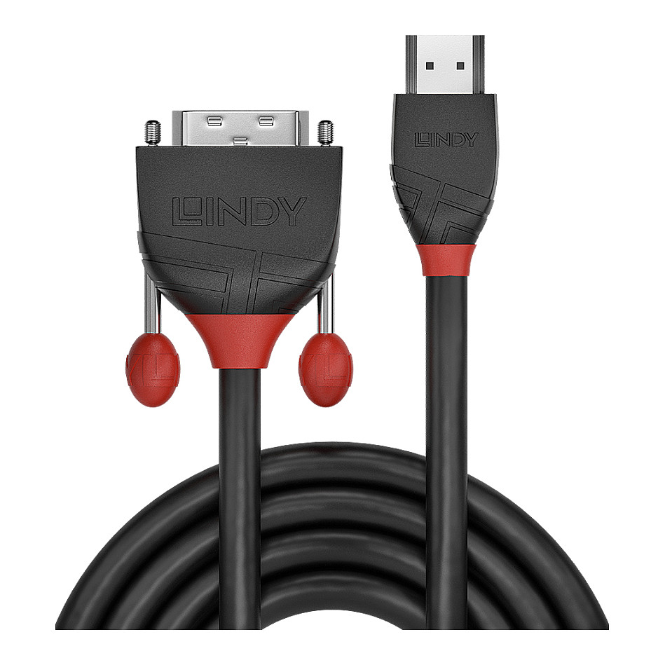 Kabllo HDMI Lindy 36270 / HDMI në DVI-D / 0.5m / 1920×1200 60Hz - Zezë - 2