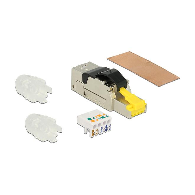 Konektor për Kabllo Rrjeti DeLOCK 86485, Cat 8.1, RJ-45 Mashkull, STP, Montim pa Vegla, PoE/PoE+ - Argjend - 3