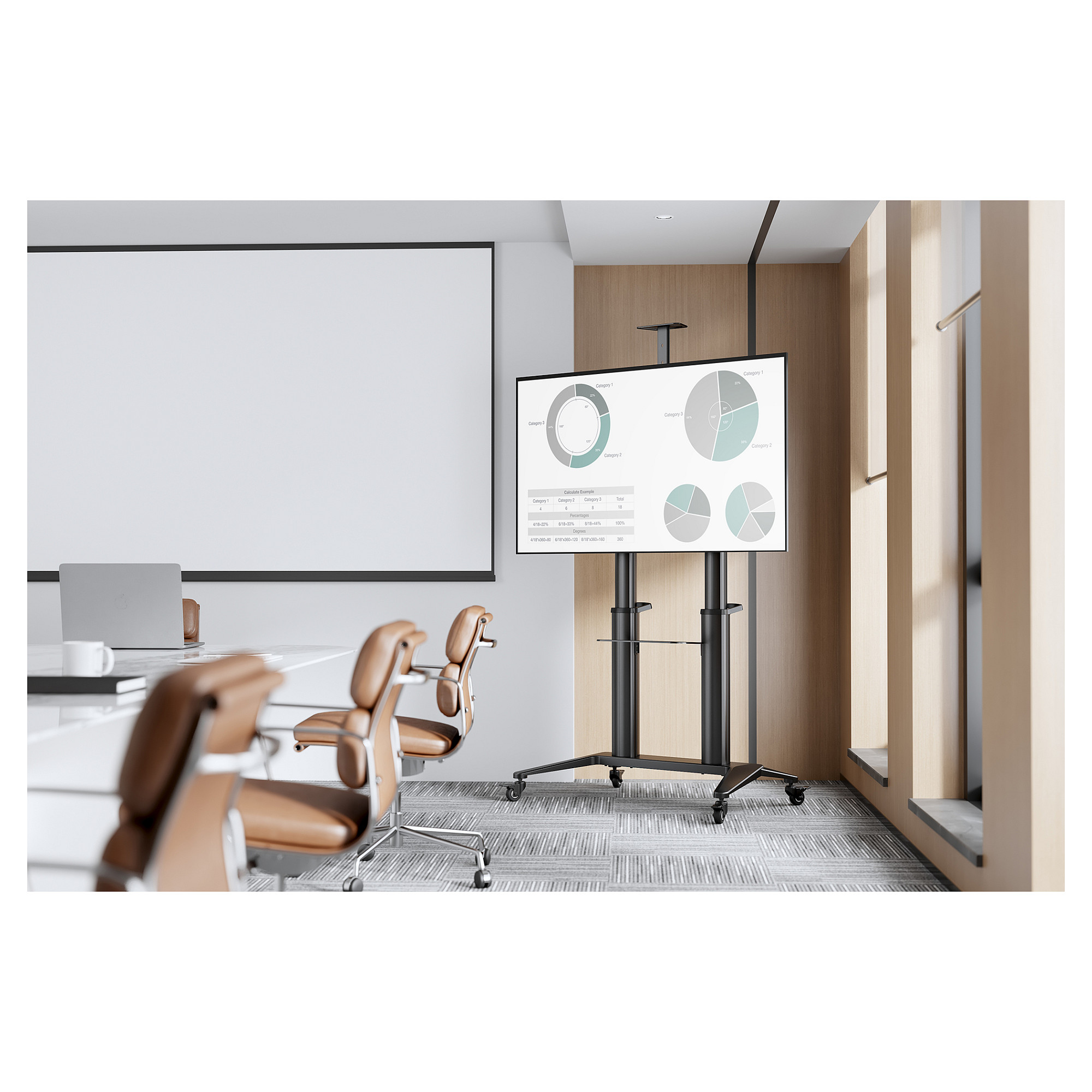 Mbajtëse Mobile për TV Digitus DA-90452 / 70–120" / VESA 200 x 200–1000 x 600 mm / 140 kg - Zezë - 3