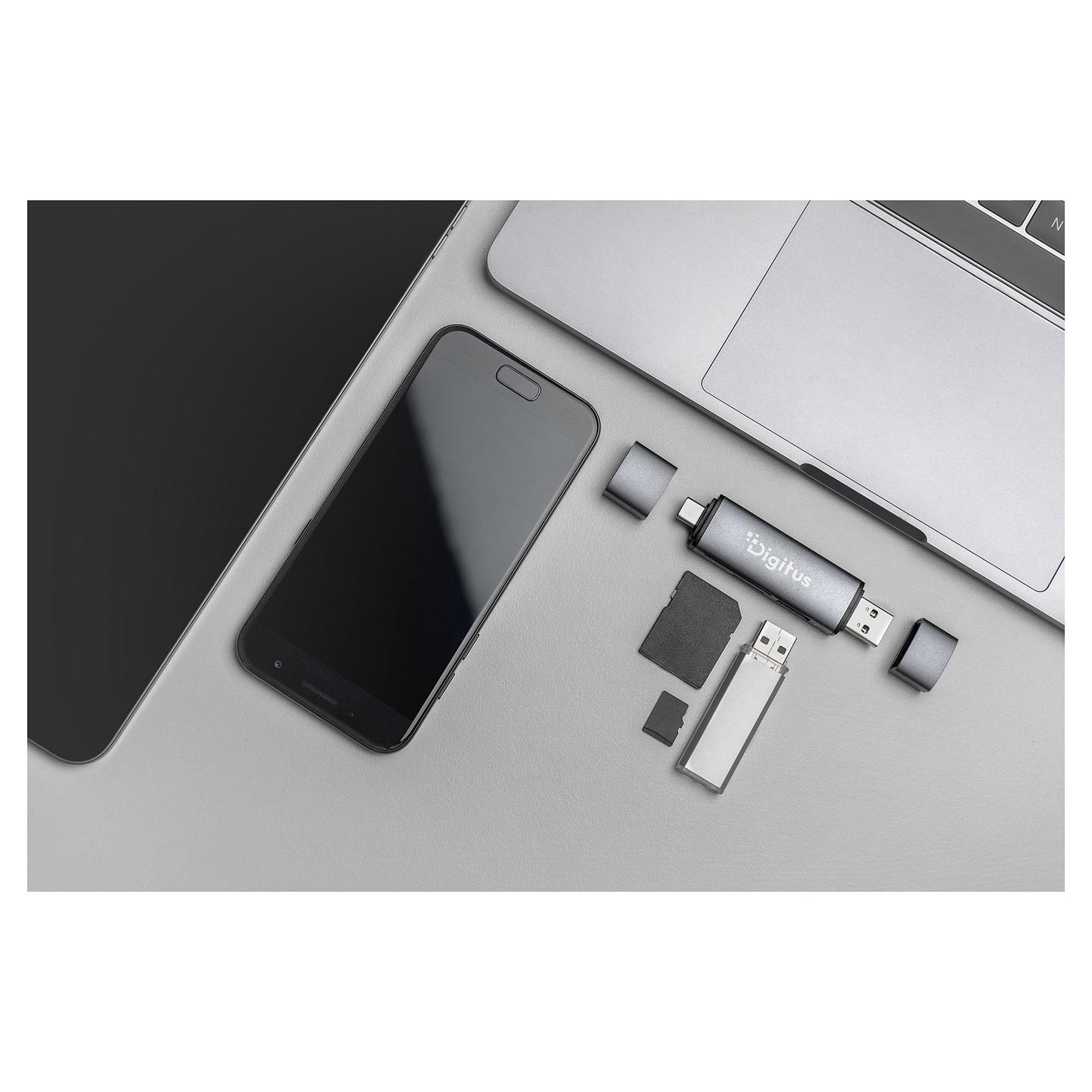 Lexues Kartelash DIGITUS DA-70886 / SD / microSD / USB 3.2 Gen 1 / USB-A / USB-C / OTG / 5 Gbit/s - Alumin - 3