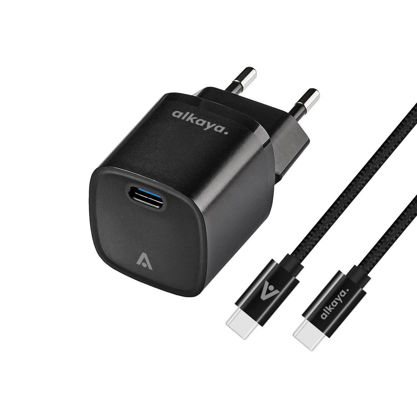 Kabllo & Adapter USB-C Alkaya NEXUS Speed Flex / 20W / GaN / 1x USB-C / USB-C në USB-C / 1m – Zezë - 2
