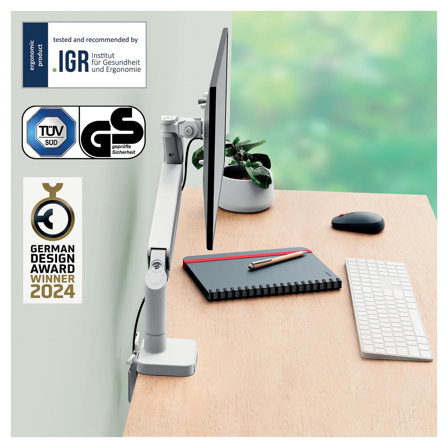 Mbajtëse për Monitor LEITZ Ergo 64890085, 1 Monitor, 17"-32", 9kg, VESA 100x100mm - Gri e Hapur - 2