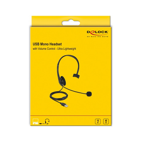 Kufje me kabllo DeLOCK 27177 / USB-A / Mono - Zezë - 2