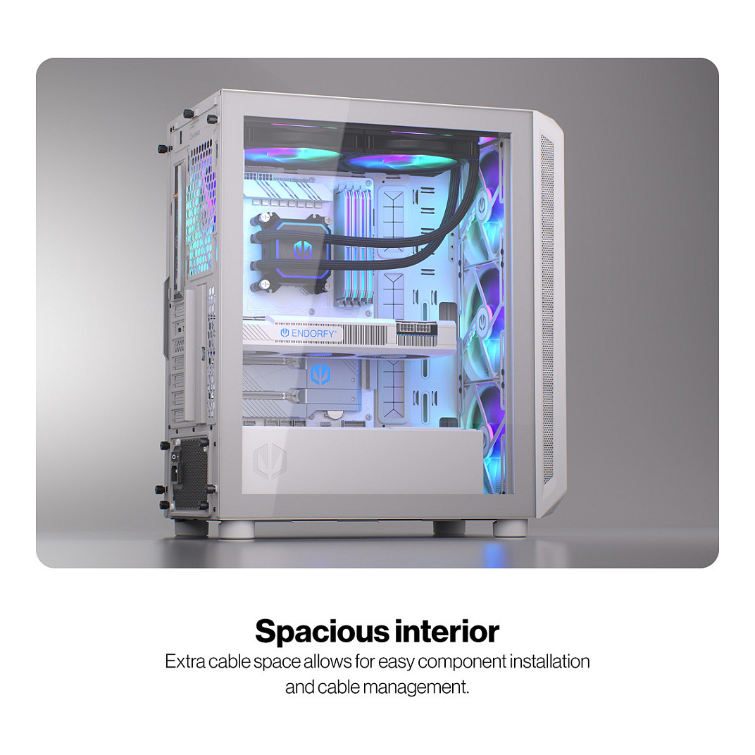 Kasë PC ENDORFY Arx 500 ARGB White / Mid Tower / ATX / 3x 140mm Front + 1x 140mm Rear Fan / ARGB / Mesh - Bardhë - 42