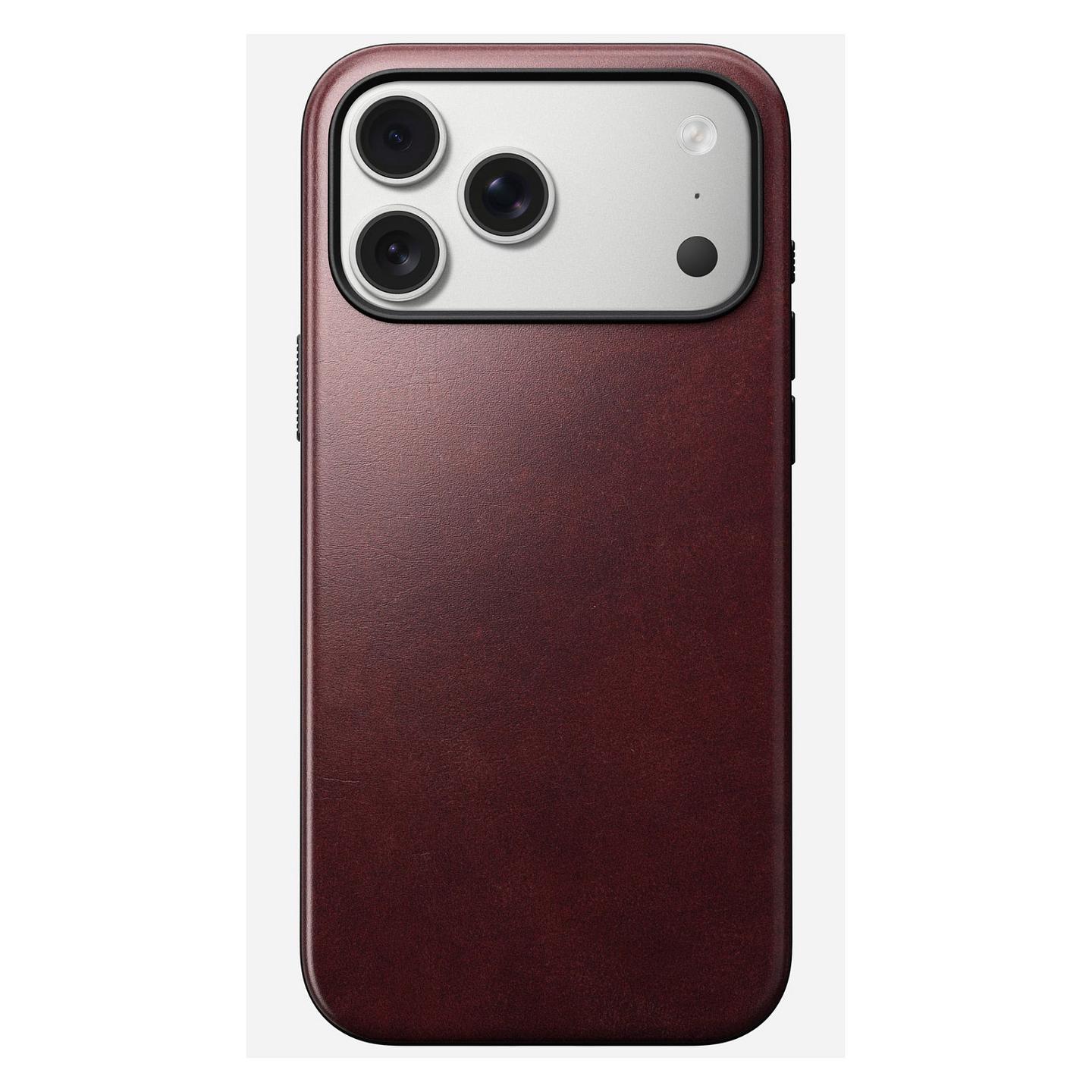 Case për Telefon Nomad Modern Leather Case, iPhone 17 Pro Max, Horween Leather, MagSafe, Qi2, Mbrojtje deri 2.4m - Bordo - 7