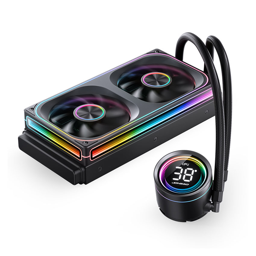 Ftohës për Procesor Jonsbo TH-240 / AIO / 240mm / 2×120mm PWM Fan / ARGB / LED Display – Zezë