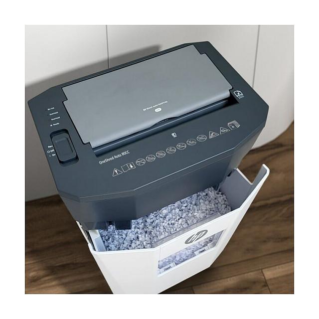 Shredder HP OneShred Auto 80CC, Automatik, 80 Fletë, 4,3 x 12 mm, P-4, 15 L - Bardhë, Gri - 8