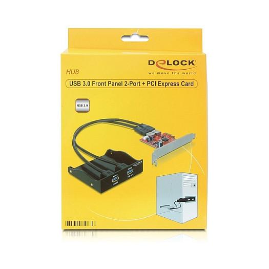 Aksesor për Disqe DeLOCK 61775 / 2x USB 3.0 / USB-A / PCI Express / 5 Gbit/s / 3.5" & 5.25" - 2