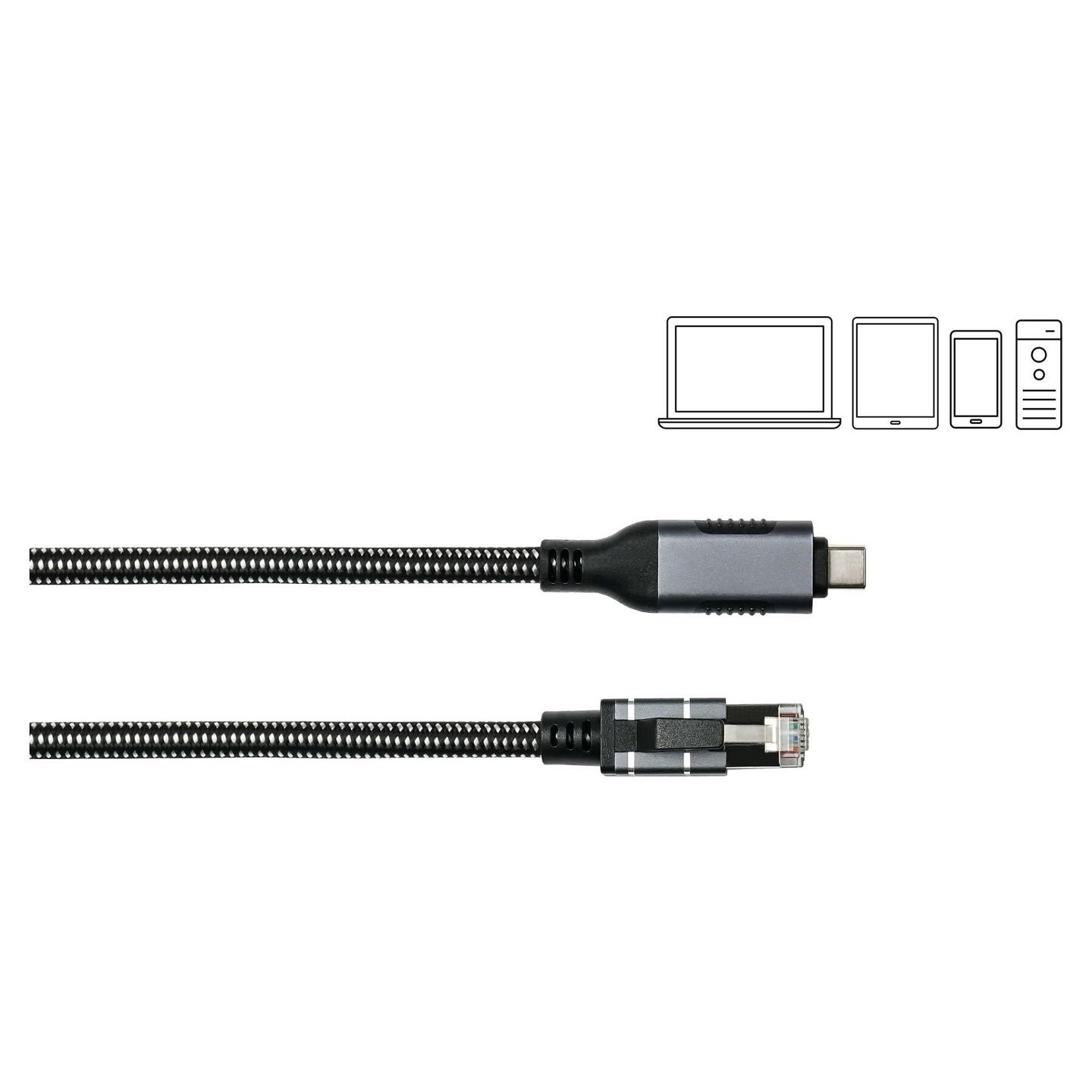 Kabllo për Rrjet Alcasa 2045-CT050A / USB-C Mashkull → RJ-45 Mashkull / Gigabit Ethernet / 1000 Mbit/s / F/UTP / 5m - Antracit - 3