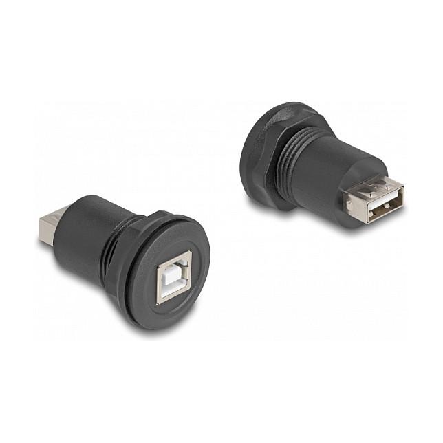 Adapter USB DeLOCK 66744 / USB-B femër në USB-A femër / USB 2.0 / 480 Mbps - Zezë