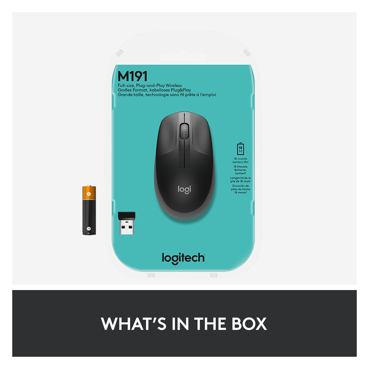 Maus pa Kabllo Logitech M190 / Optik / 1000 DPI / 3 Butona / 2.4 GHz - Antracit - 12