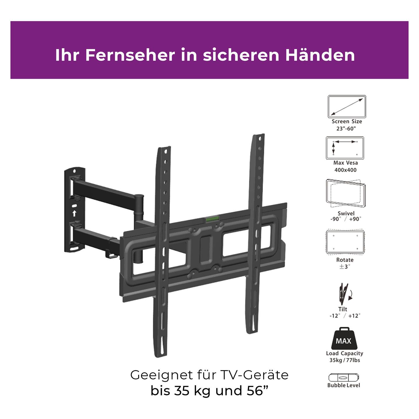 Mbajtëse për TV Ultron WM200 / 23"-60" / 35kg / VESA 75x75-400x400 / Full Motion - Zezë - 2