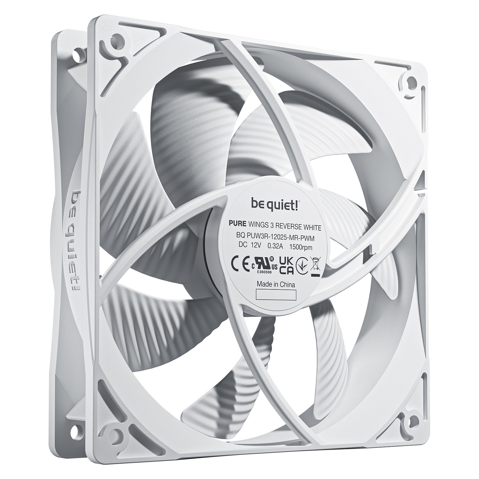 Ftohës për Kasë be quiet! Pure Wings 3 Reverse / 120mm / 1500 RPM / PWM / 3-Pack – Bardhë - 2