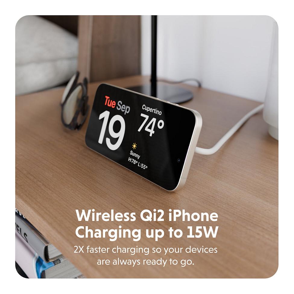 Karikues pa Kabllo Targus HYPER HJ3310WHGL, Qi2, 15W, 2-në-1, iPhone, Apple Watch, Magnetik - Bardhë - 3