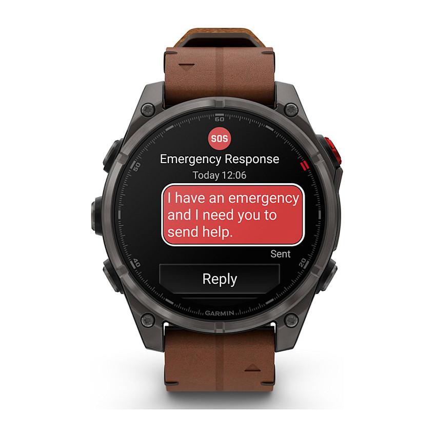 Orë e Mençur Garmin fēnix 8 Pro, 47mm, AMOLED, Sapphire, GPS, LTE, Rrip Lëkure - Kafe - 3