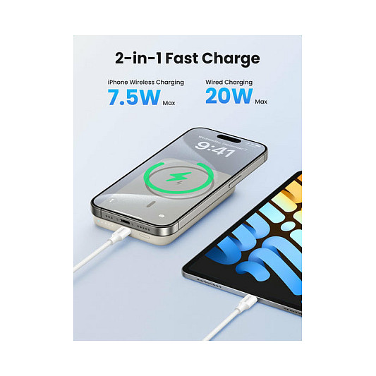 Powerbank Magnetik / 10000mAh / MagSafe / Wireless 15W / USB-C – Krem - 2