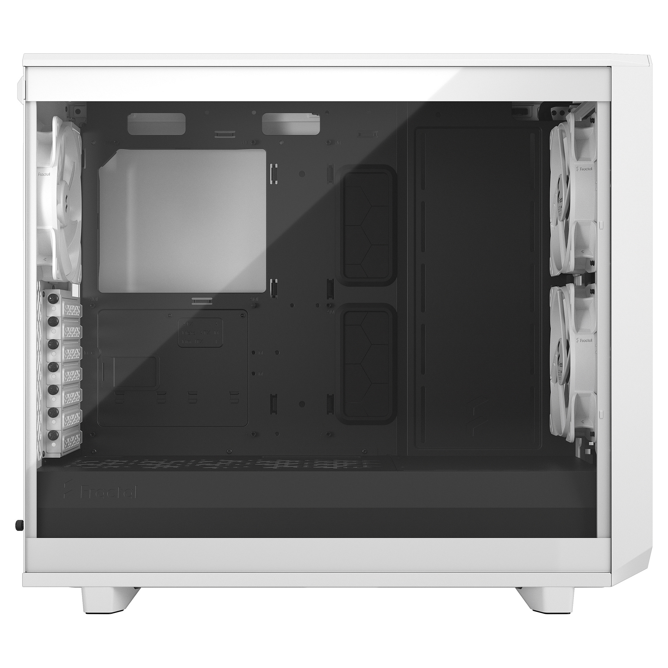 Kasë PC Fractal Design Meshify 2 Lite / Midi Tower / E-ATX + ATX / 2x 140mm + 1x 140mm Fan / Tempered Glass - Bardhë - 13