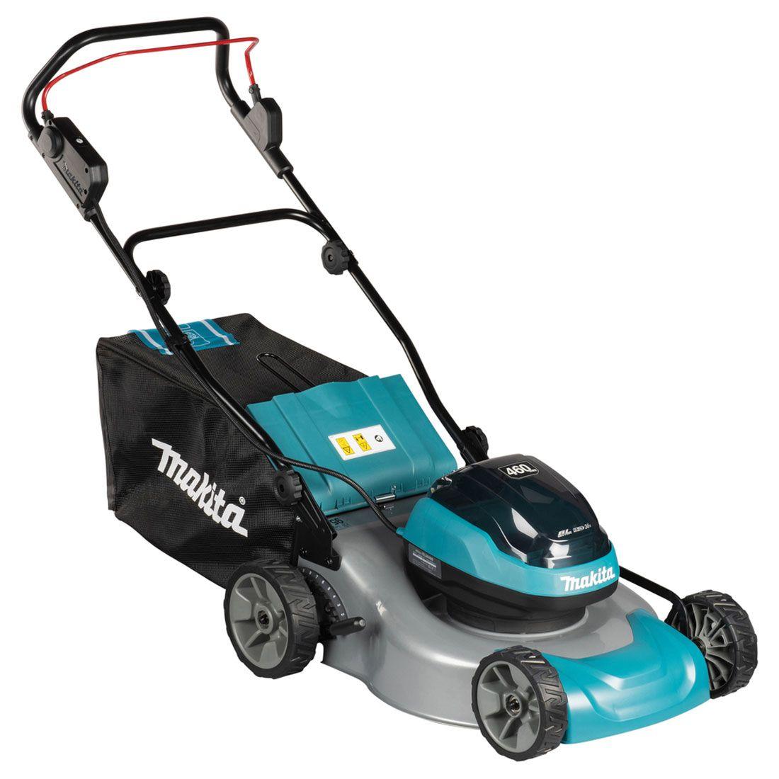 Kositëse Bari me Bateri Makita DLM466PT2, 2x18V, 46cm, 20–75mm, 60L, 2x5.0Ah - Blu/Zezë - 2