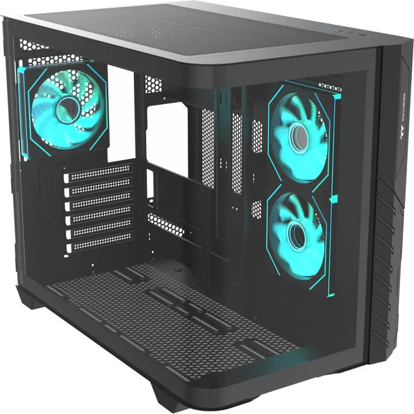 Kasë PC Thermaltake Vision 330 CR ARGB SE Edition / Mid Tower / ATX / 5x 120mm Reverse ARGB + 1x 120mm ARGB Fan / Curved Tempered Glass / Dual Chamber / 360mm Radiator - Zezë - 2