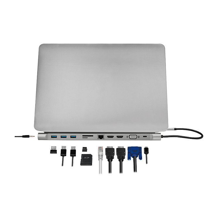 Docking Station LogiLink UA0373 / 2x HDMI + 1x VGA / 3x USB-A / 1x USB-C PD 100W / 1GbE / SD+microSD / Audio – Argjend - 6