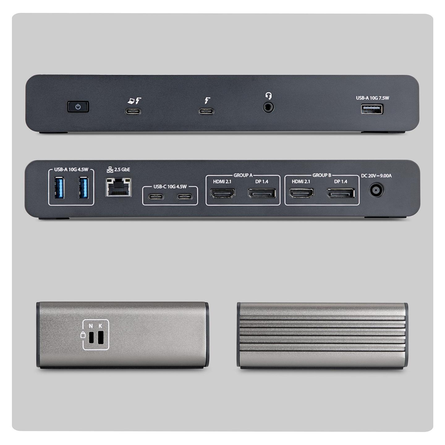 Docking Station StarTech 206UE-TB5USB4DOCK, Thunderbolt 5, 2x HDMI, 2x DisplayPort, 140W PD - Gri, Zezë - 2