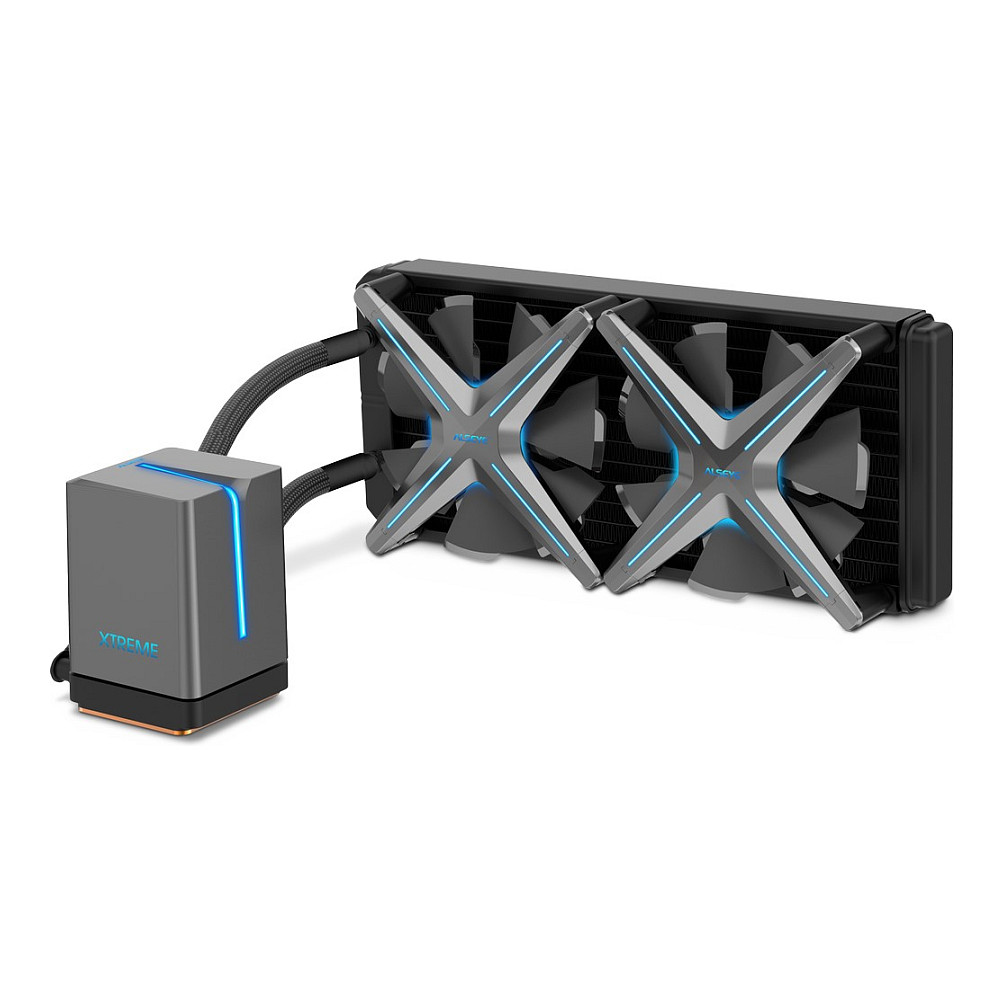 Ftohës për Procesor Inter-Tech ALSEYE X240 / AIO / 240mm / 2×120mm PWM Fan / RGB / 280W TDP / Intel & AMD – Zezë