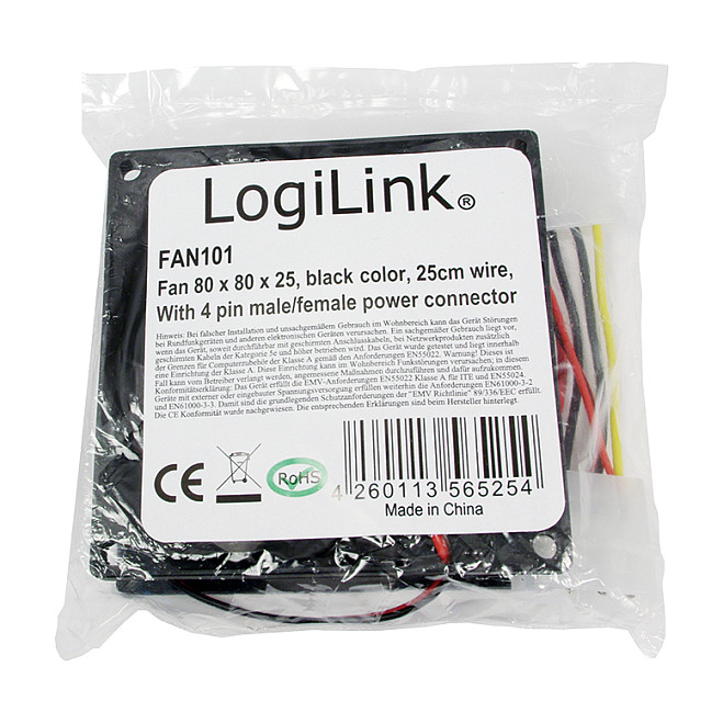 Ftohës për Kasë LogiLink FAN101 / 80mm / 2500 RPM / 50 CFM / 32.6 dBA / Sleeve Bearing – Zezë - 2