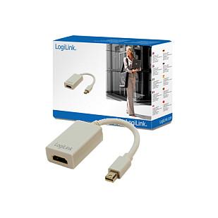 Adapter LogiLink CV0036A / Mini DisplayPort në HDMI 1.3b / Full HD 60Hz / Audio / 150mm - Bardhë - 2