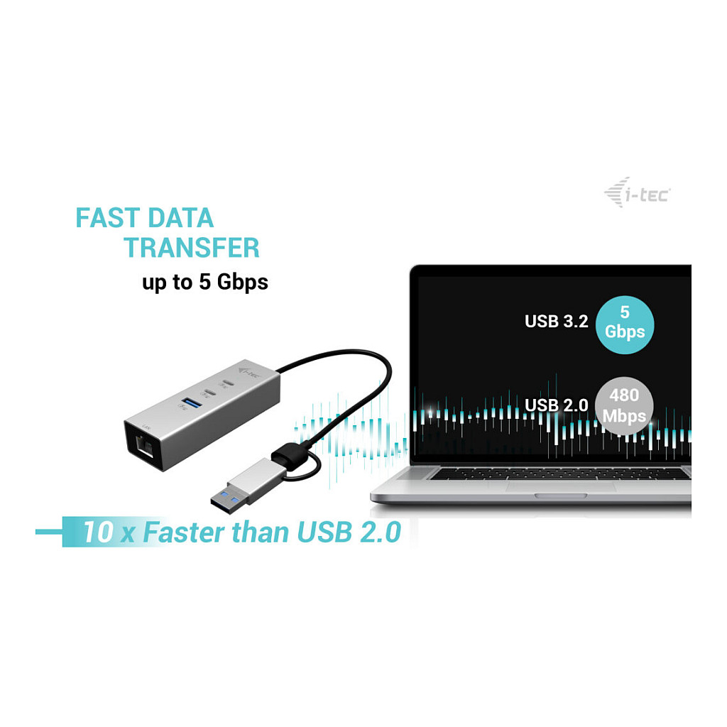 Hub i-tec CAMETALG325HUB / 2x USB-C / 1x USB-A / 2.5GbE – Argjend - 7