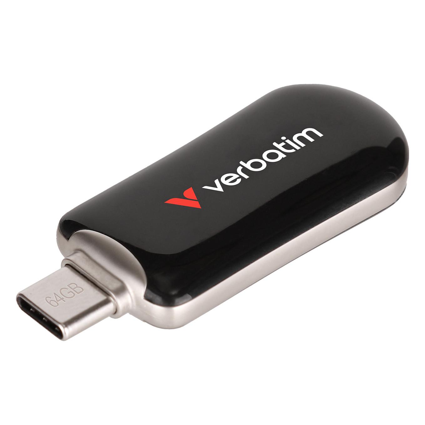 USB Flash Drive Verbatim Plectra 30224, 64GB, USB-C, USB 3.2 Gen 1, deri në 100MB/s – Zezë - 2