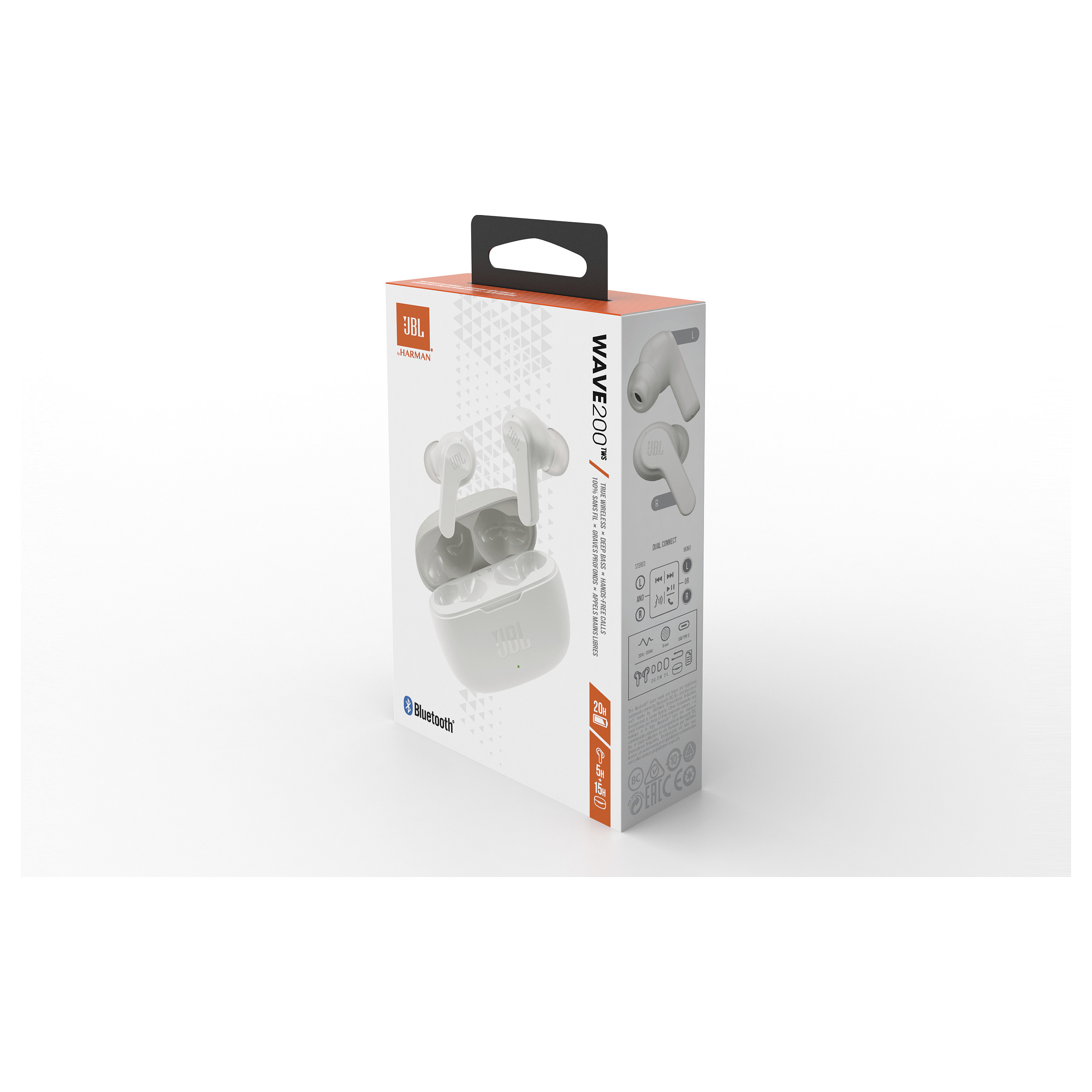 Kufje pa kabllo JBL Wave 200TWS / Bluetooth 5.0 / TWS - Bardhë - 6
