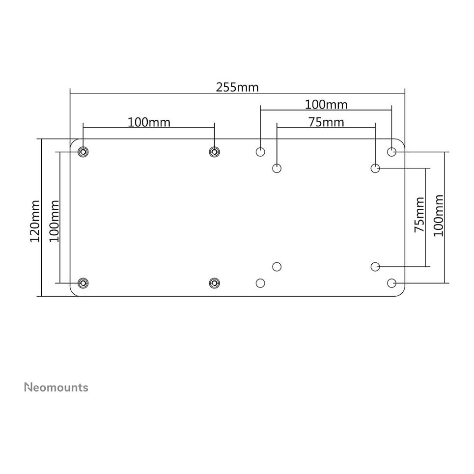 Mbajtës për Mini PC Neomounts THINCLIENT-01 / deri 3kg / VESA 75x75-100x100 / Fiks / Universal - Zezë - 5