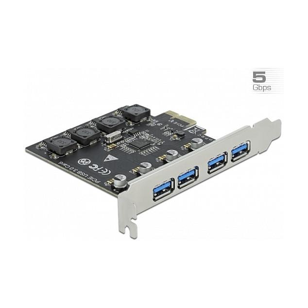 Kartë Zgjerimi PCI Express Delock 90509 / PCIe 2.0 x1 / 4x USB Type-A 5Gbps / Renesas D720201 - 2