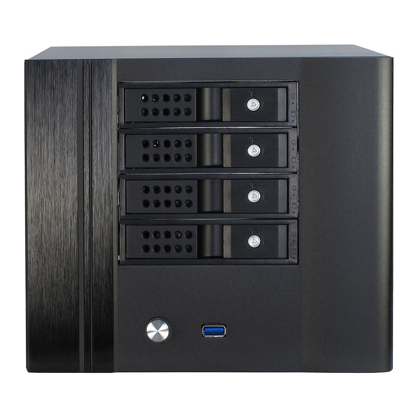 Kasë PC Inter-Tech IPC SC-4004 / USFF / Mini-ITX / 4x Hot-Swap 2.5"/3.5" / 1x 120mm Fan - Zezë - 2