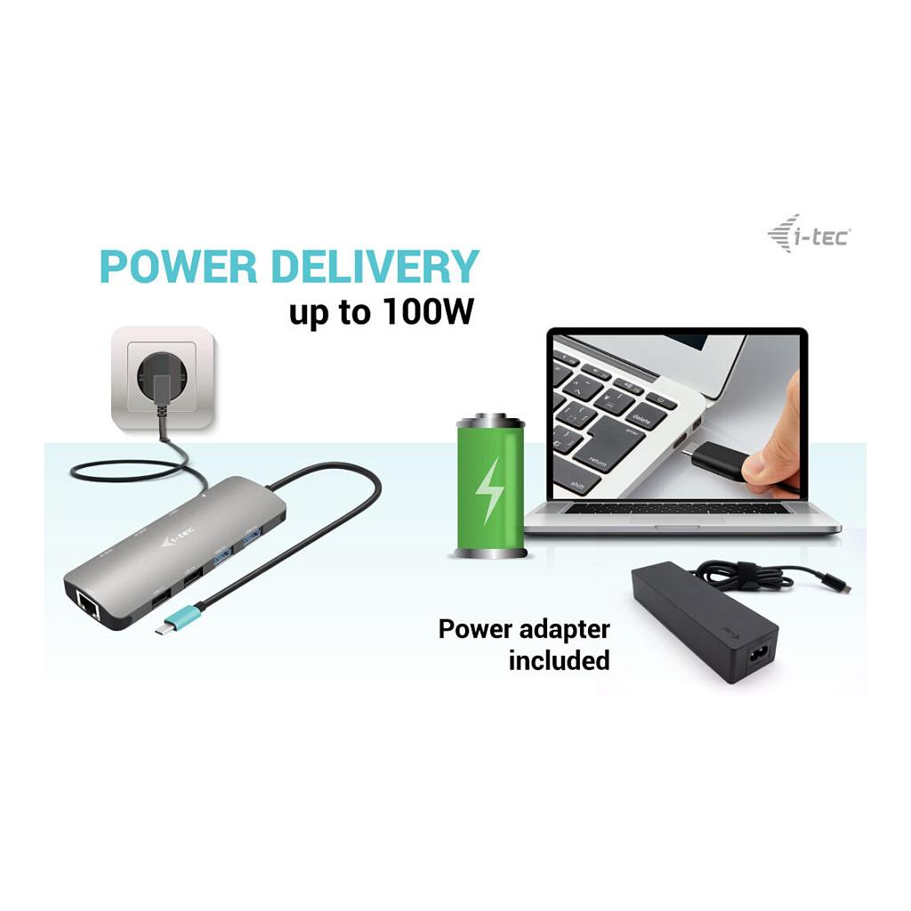 Docking Station i-tec C31NANOHDM2D100, USB-C, 2x HDMI, PD 100W, USB, Gigabit LAN - Hiri - 8