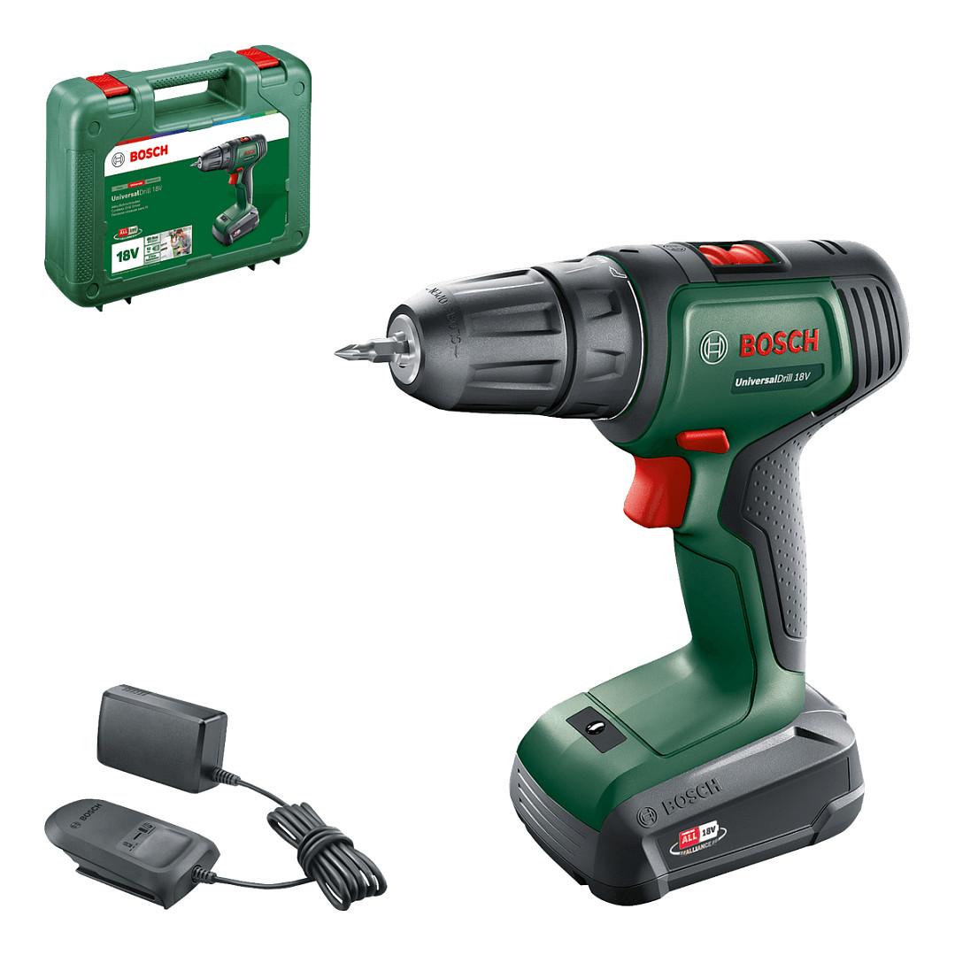 Shpuese-Vidator me Bateri Bosch UniversalDrill 18V, 40Nm, 2 Shpejtësi, Mandrinë 10mm, 1x1.5Ah, Karikues, Valixhe - Gjelbër/Zezë - 2