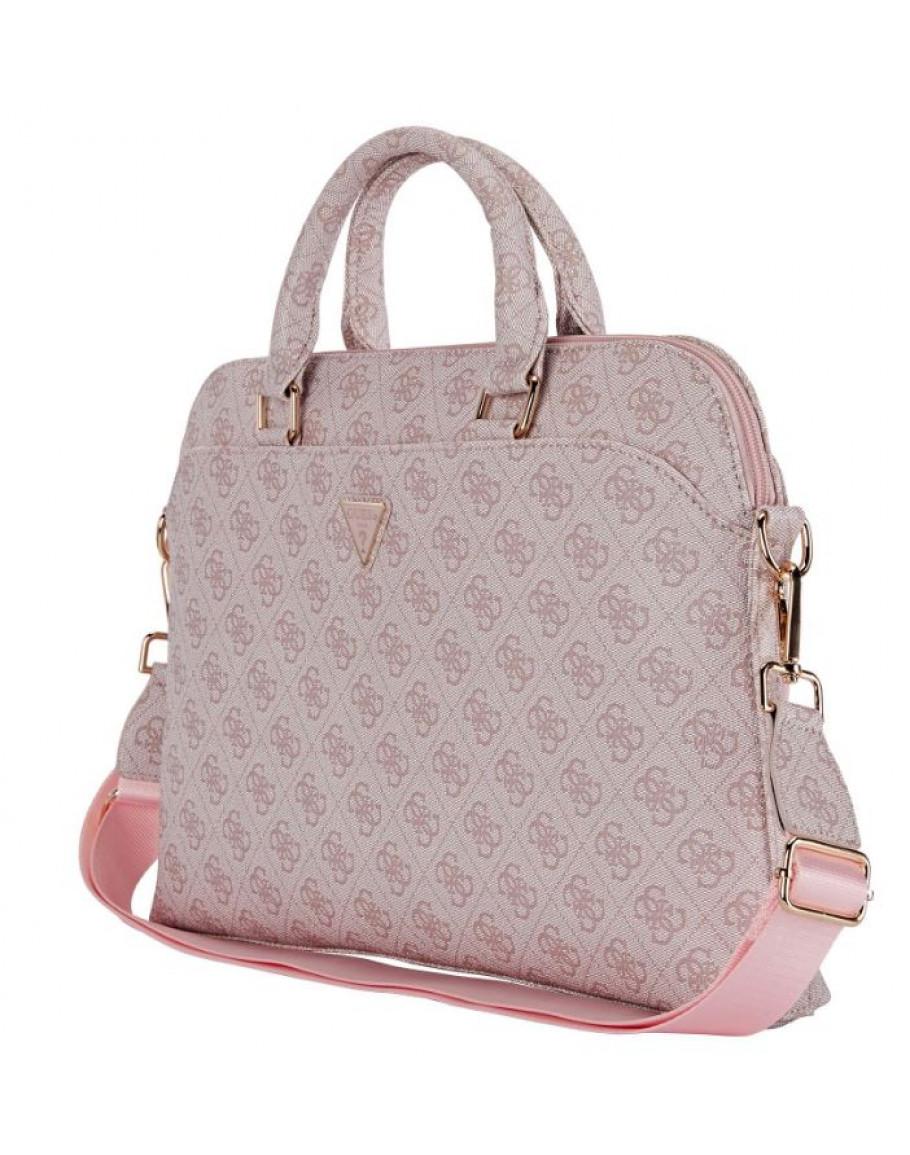 Çantë për Laptop GUESS PU 4G Triangle Logo, 13–15" - Rozë - 2