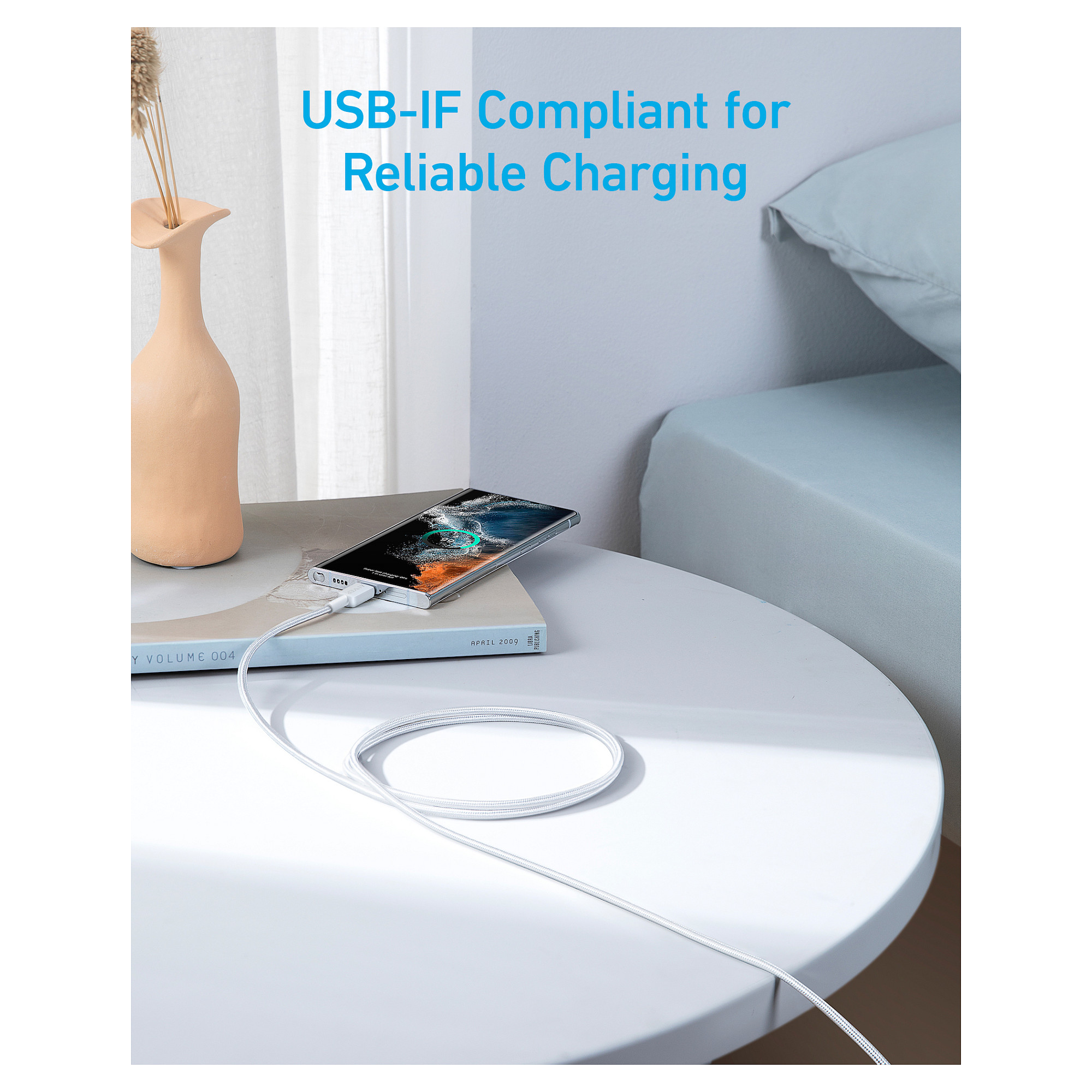 Kabllo USB Anker 322 / USB-C në USB-C / 1.8m / 60W / USB 2.0 - Bardhë - 2