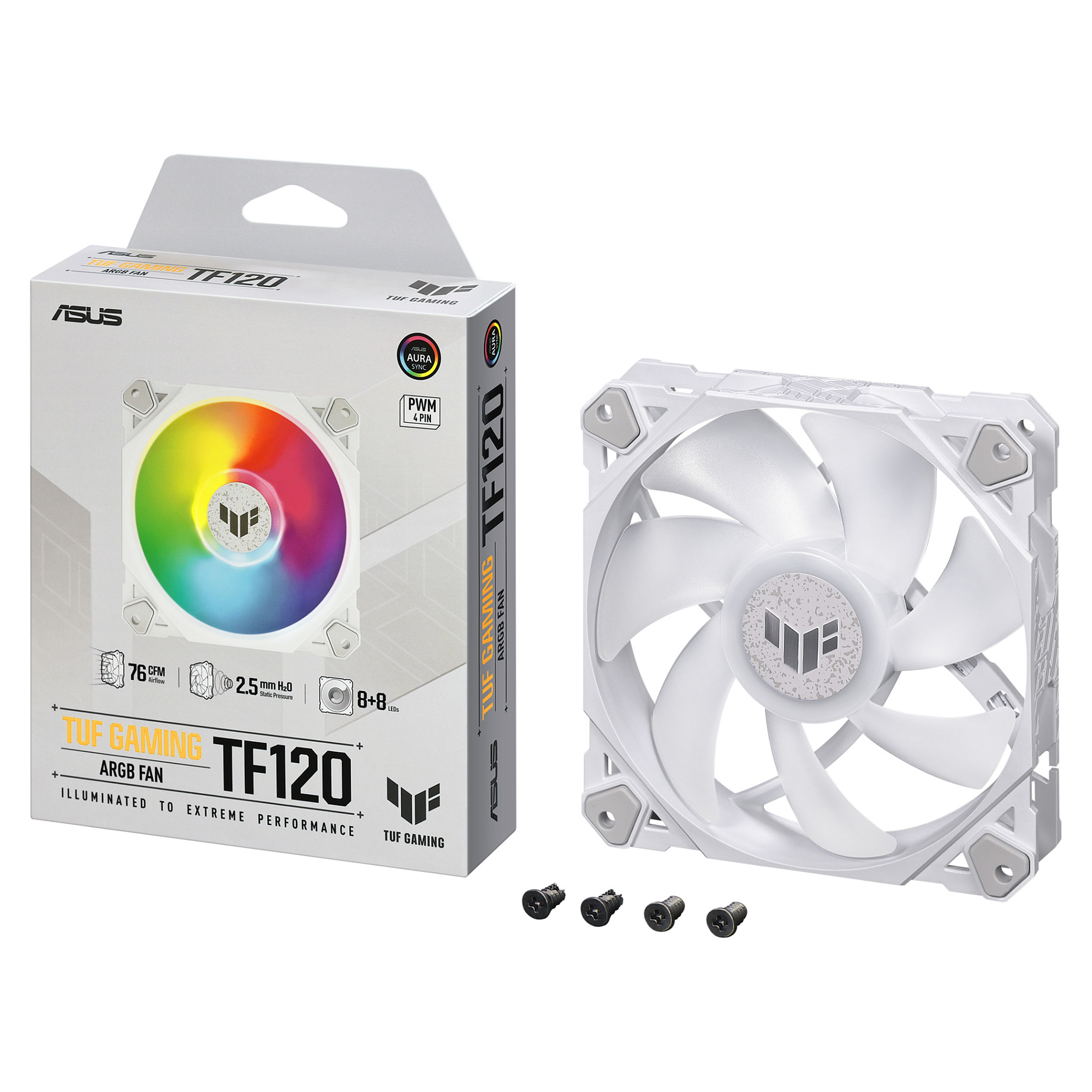 Ftohës për Kasë ASUS TUF Gaming TF120 / 120mm / 250-1900 RPM / PWM / ARGB – Bardhë - 7