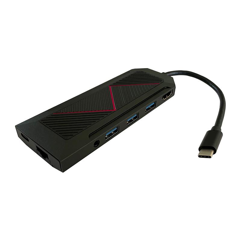 Hub USB-C LC-Power LC-HUB-C-MULTI-6-RGB, 3x USB-A, HDMI, Ethernet, SD/microSD, PD 100W - Zezë - 2