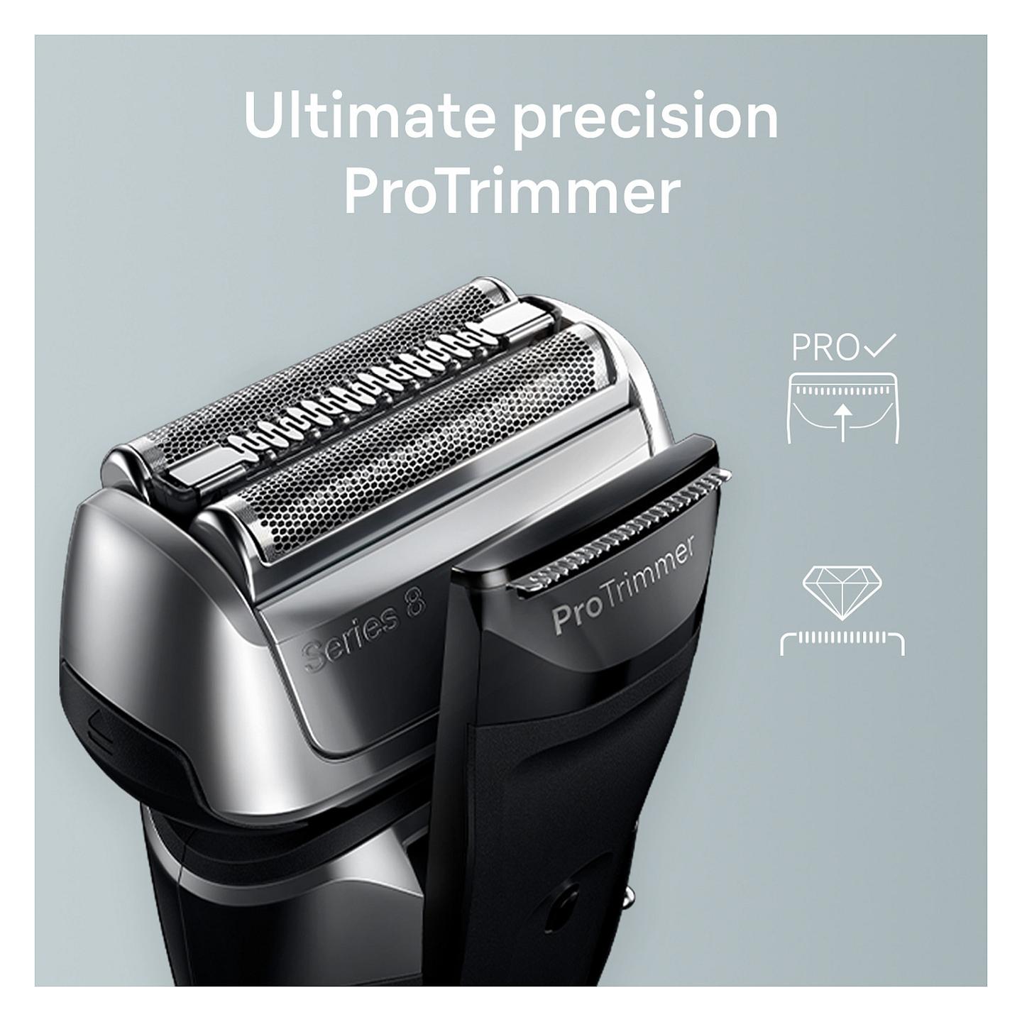 Makinë për Rroje Braun Series 8 / 8517s / Wet&Dry / 4 Elemente Prerëse / ProTrimmer / Kokë 40° / 60 Minuta – Argjend - 4