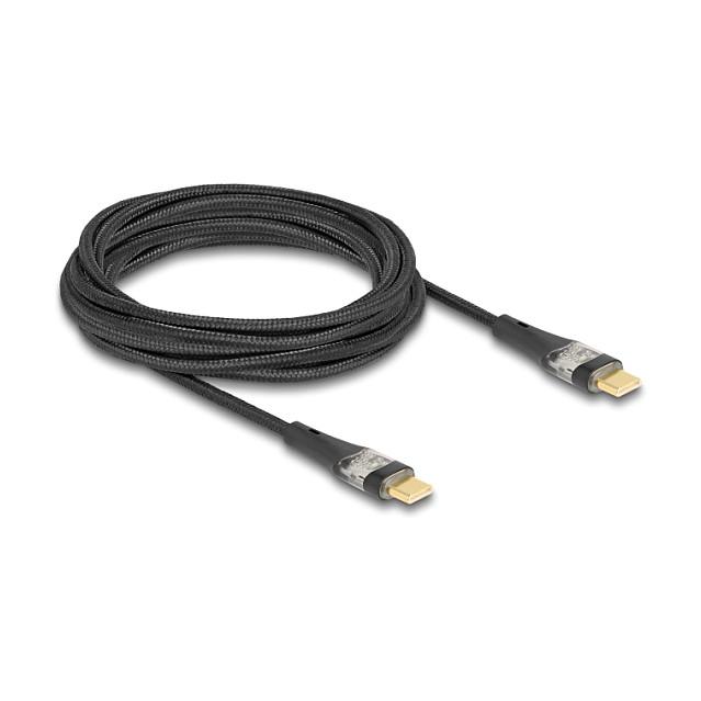 Kabllo USB DeLOCK 80765 / USB-C mashkull në USB-C mashkull / 3m / USB 2.0 / PD 100W / 5A / 480 Mbps / E-Marker / LED - Zezë