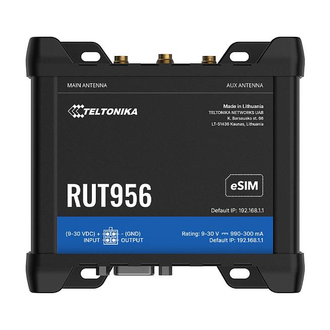 Ruter Industrial Teltonika RUT956, 4G LTE Cat 4, Wi-Fi 4, Dual SIM + eSIM, 1× WAN + 3× LAN 10/100Mbps, GNSS, RS232 + RS485 - Zezë