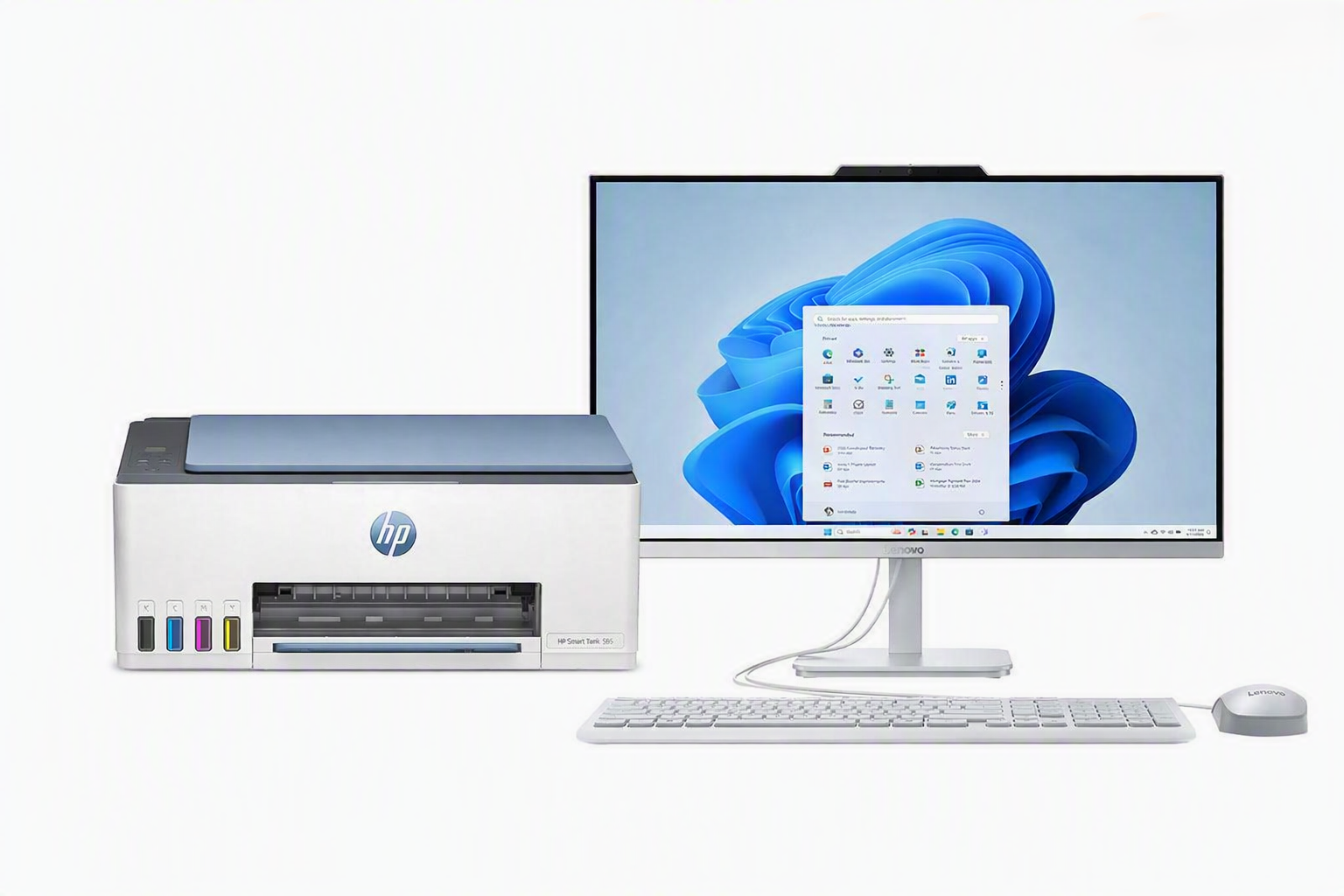AIO Lenovo A100 + Printer Multifunksional HP Smart Tank 585 AiO WIFI