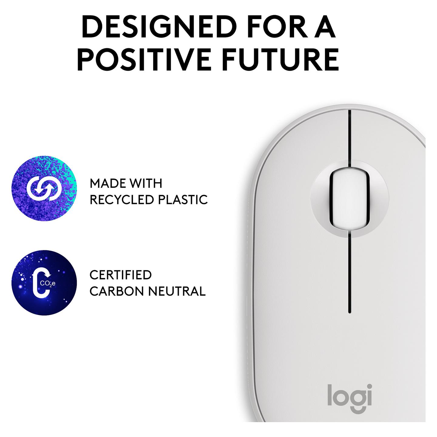 Maus pa kabllo Logitech Pebble 2 M350s / Bluetooth 5.2 / 400-4000 DPI / 3 butona - Bardhë - 10