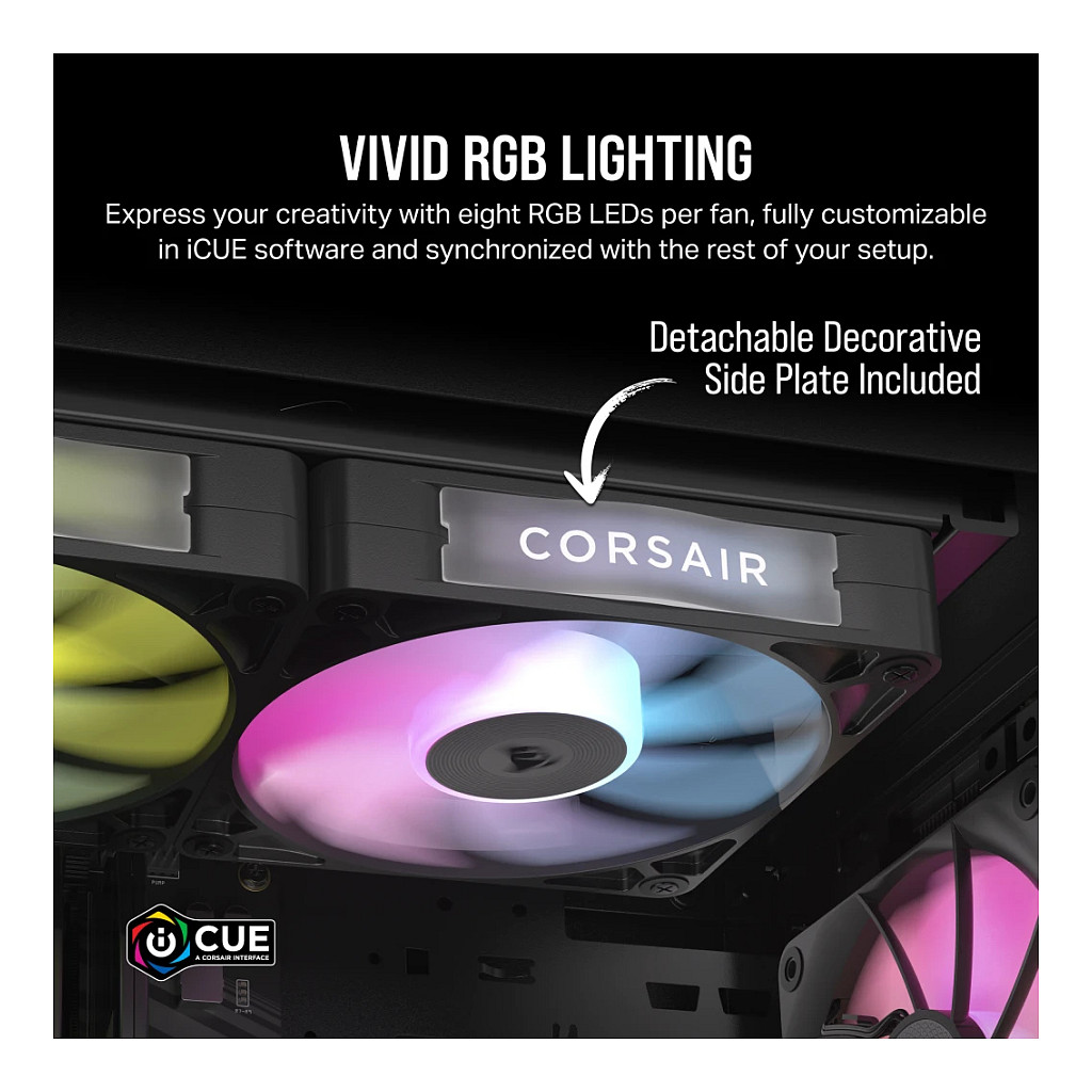 Ftohës për Kasë Corsair iCUE LINK RX140 RGB / 140mm / 300-1700 RPM / RGB / PWM / 2-Pack – Zezë - 5