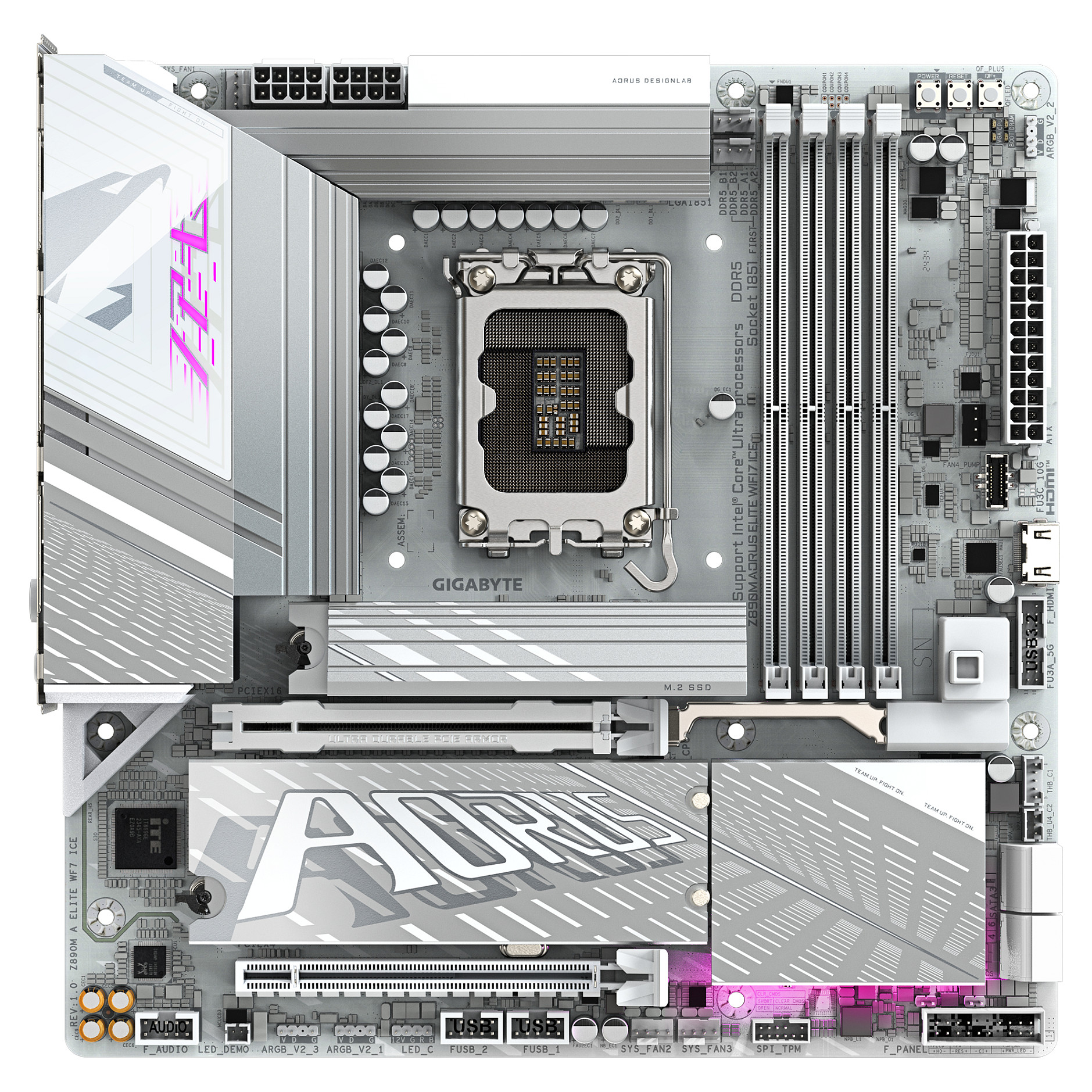 Pllakë Amë GIGABYTE Z890M AORUS ELITE WIFI7 ICE / Intel LGA1851 / Z890 / DDR5 / ATX / Wi-Fi 7 / 2.5GbE LAN - 2