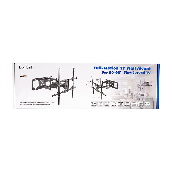 Mbajtëse për TV LogiLink BP0151 , 50–90" , deri 75kg , për mur , e pjerrët , e rrotullueshme , me krah zgjatues , VESA 200x200–800x600 - Zezë - 9