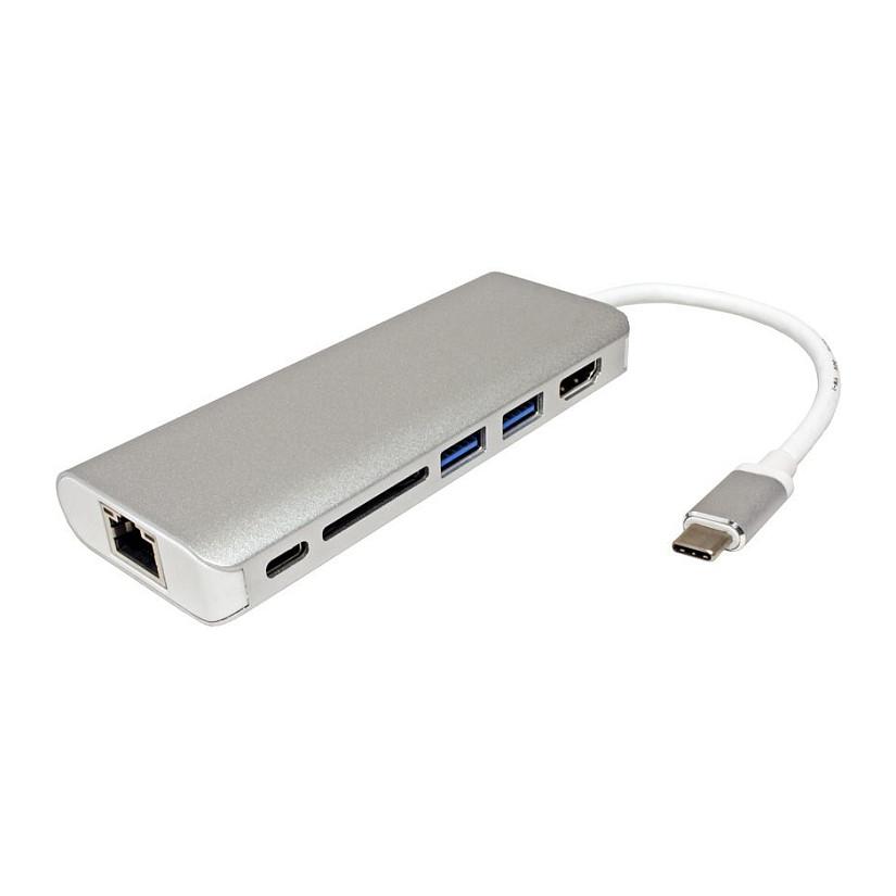 Docking Station ROLINE 12.02.1037, USB-C, HDMI 4K, 2x USB-A 5 Gb/s, USB-C Power Delivery, Lexues Kartelash SD/MicroSD, Gigabit Ethernet – Argjend - 2